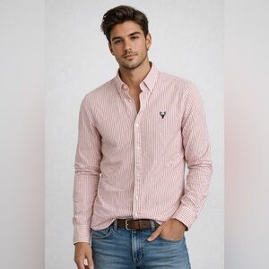 Scott Ellis Pink Striped Mens Button Down Shirt Size Small Oxford Preppy Classic